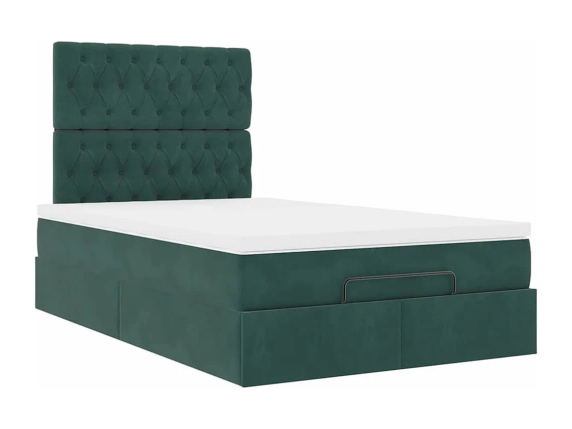 Lit Coffre 120x200 Velours Vert avec Matelas — vue 9