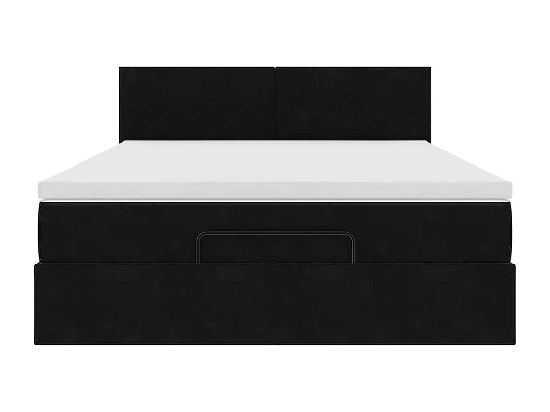 Lit Coffre 140x190 Velours Noir avec Matelas, LED et Port USB — vue 5