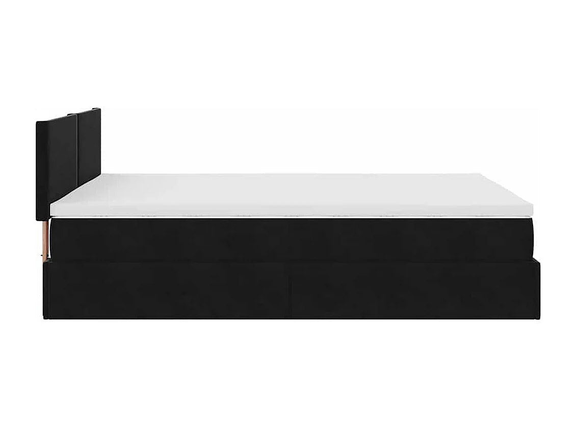 Lit Coffre 140x190 Velours Noir avec Matelas, LED et Port USB — vue 6