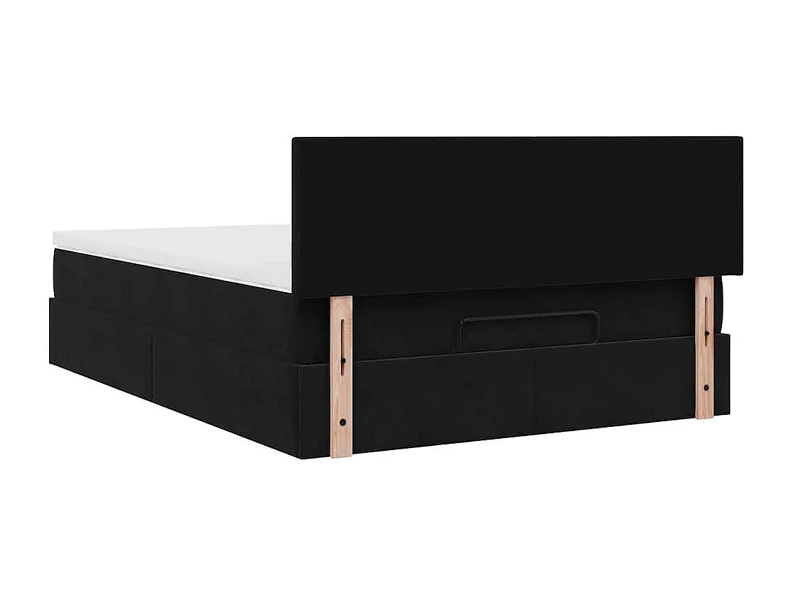 Lit Coffre 140x190 Velours Noir avec Matelas, LED et Port USB — vue 7