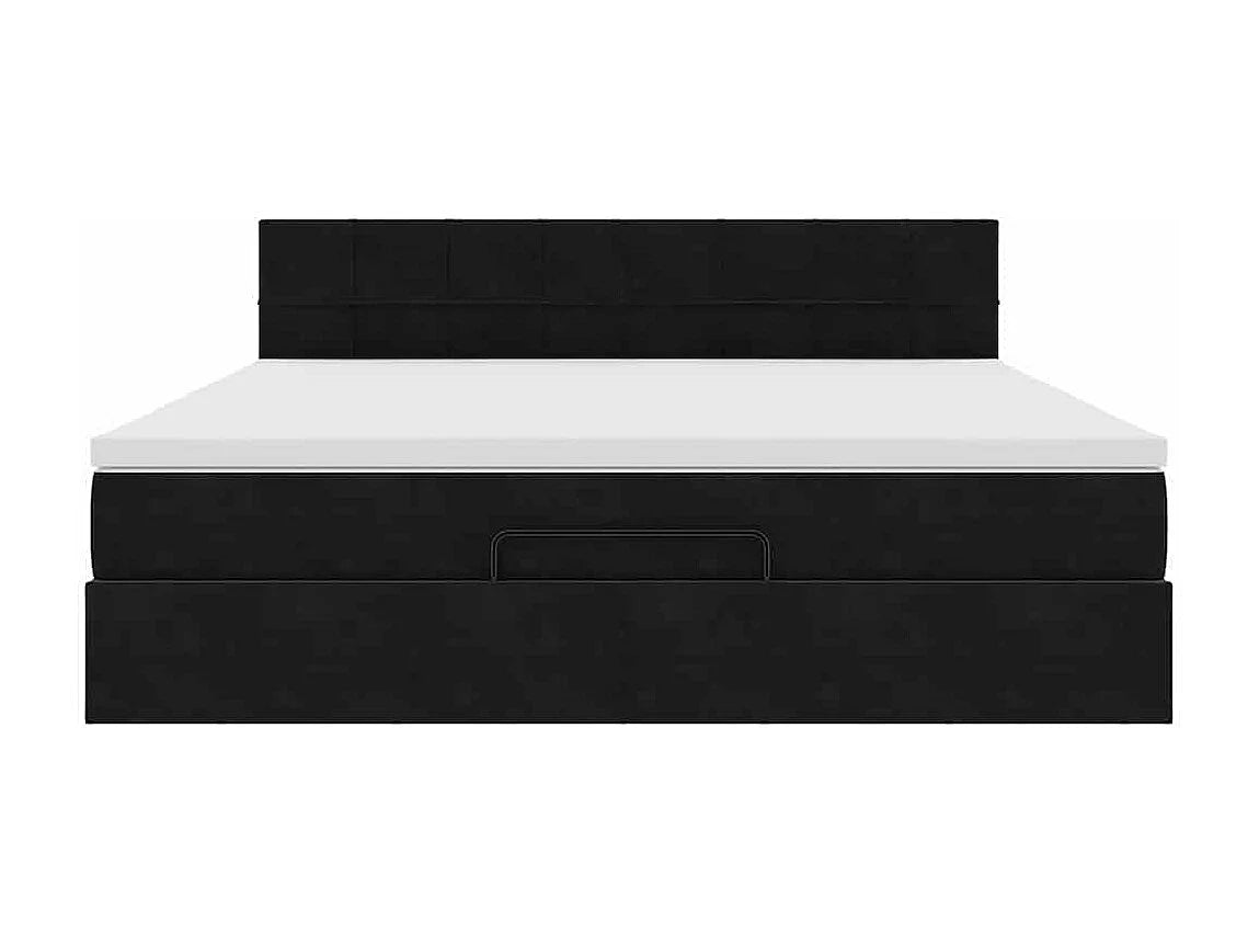 Lit Coffre 180x200 Velours Noir avec Matelas, LED et Port USB — vue 5