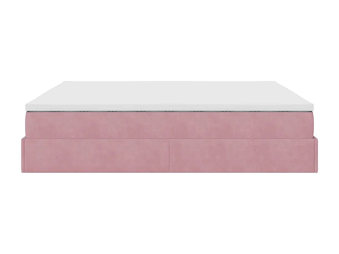 Lit Coffre 200x200 Velours Rose avec Matelas — vue 7