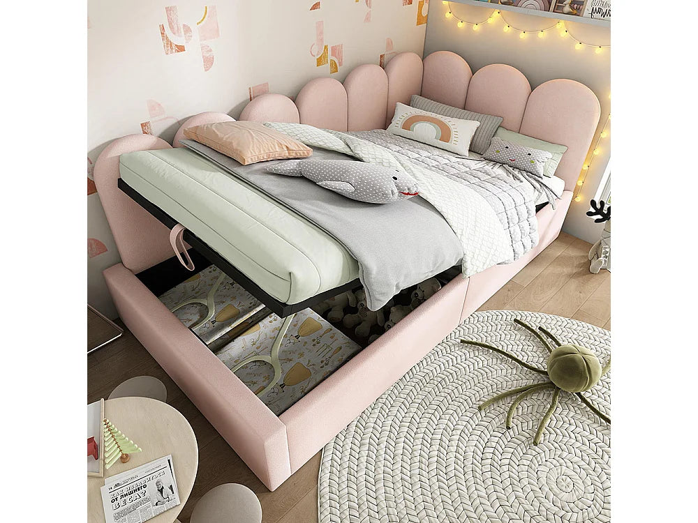 Lit Coffre 90x200 Velours Rose — vue 2