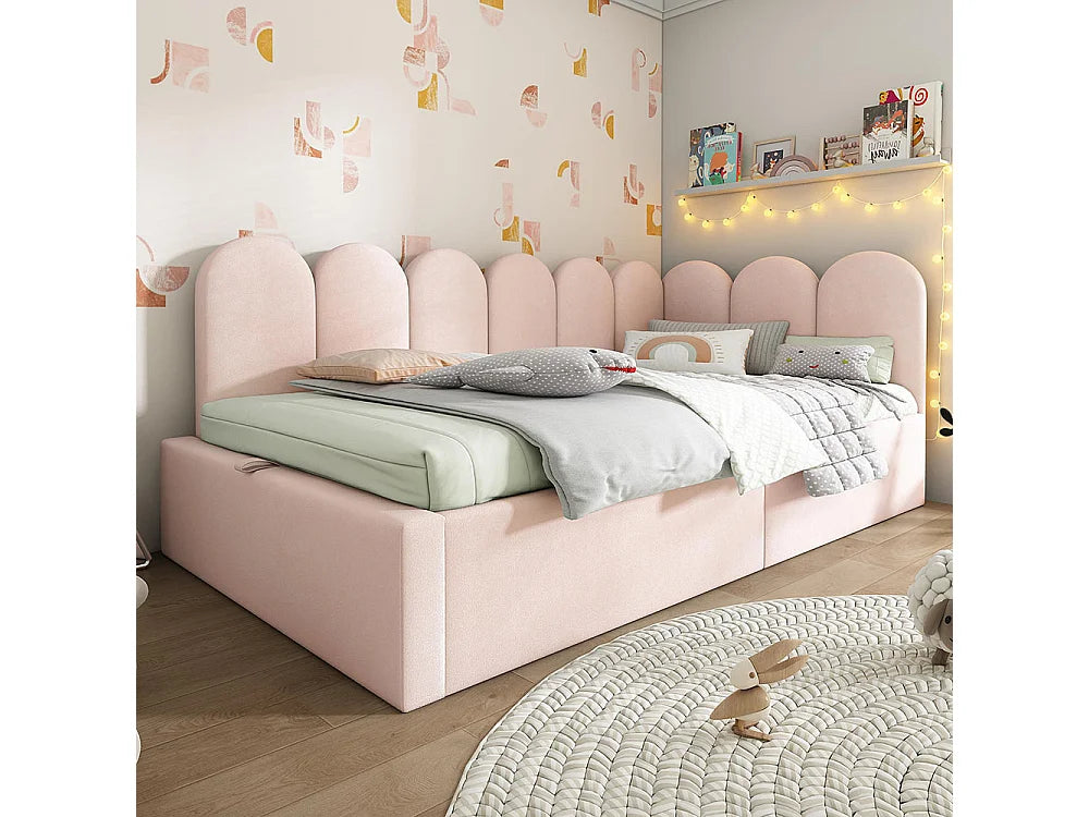 Lit Coffre 90x200 Velours Rose — vue 3