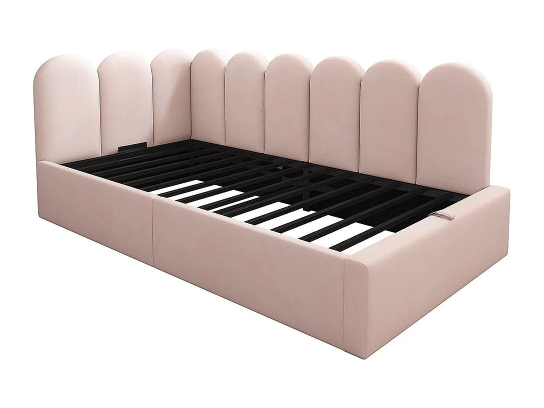 Lit Coffre 90x200 Velours Rose — vue 5