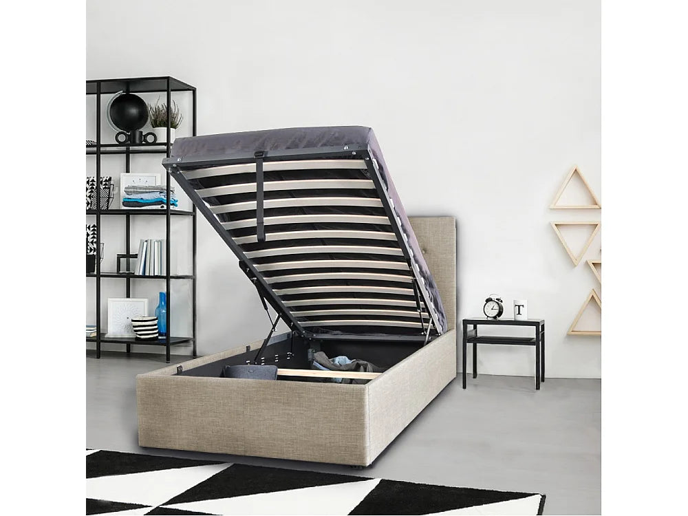 Lit Coffre 90x190 Bois Beige — vue 5