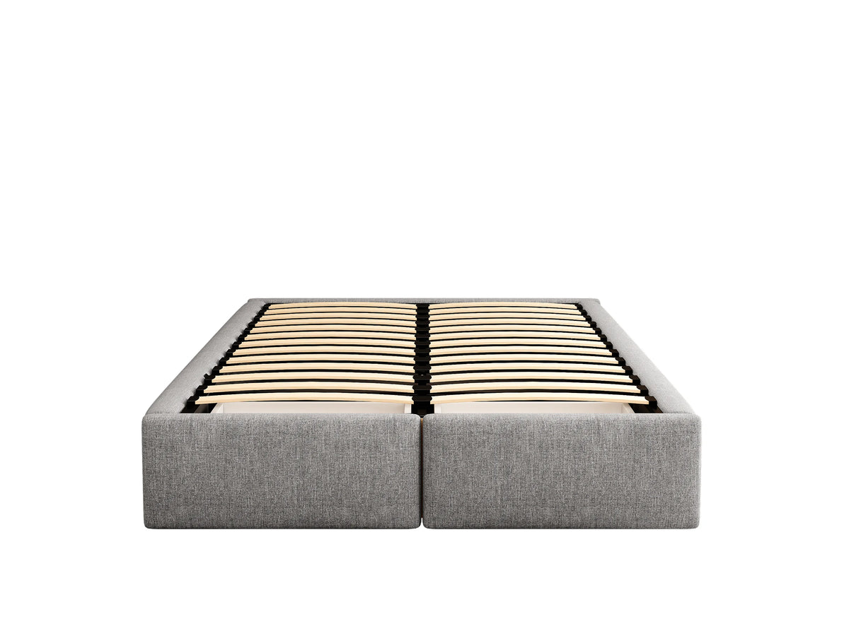 Lit Coffre 140x200 Tissu Lin Gris avec Tiroirs — vue 8