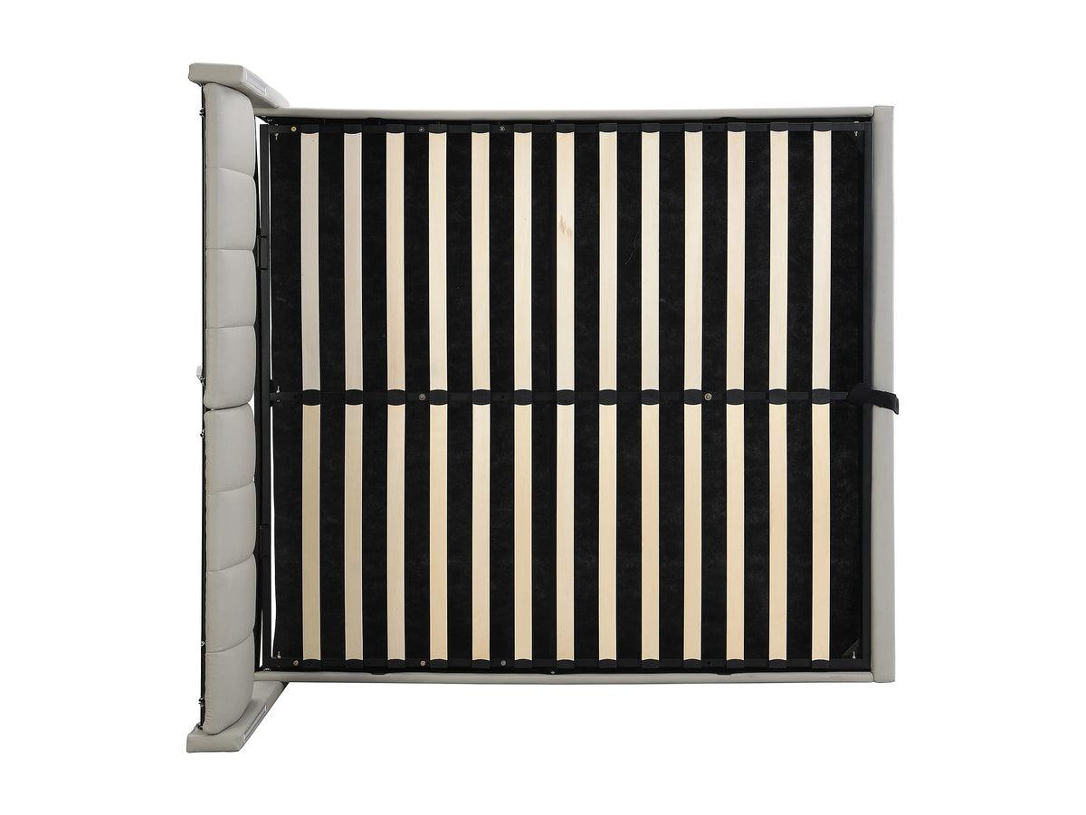 Lit Coffre 140x190 Simili Cuir Gris avec LED et Port USB — vue 8