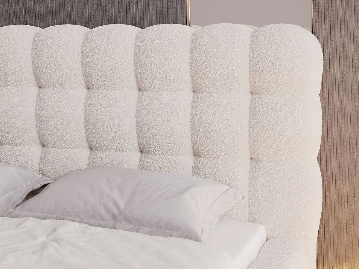 Lit Coffre 140x200 Tissu Bouclette Beige — vue 5