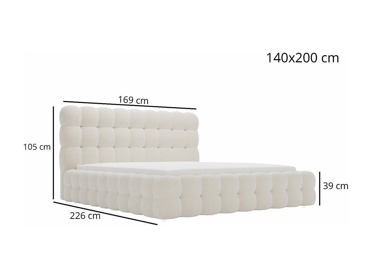 Lit Coffre 140x200 Tissu Bouclette Beige — vue 6