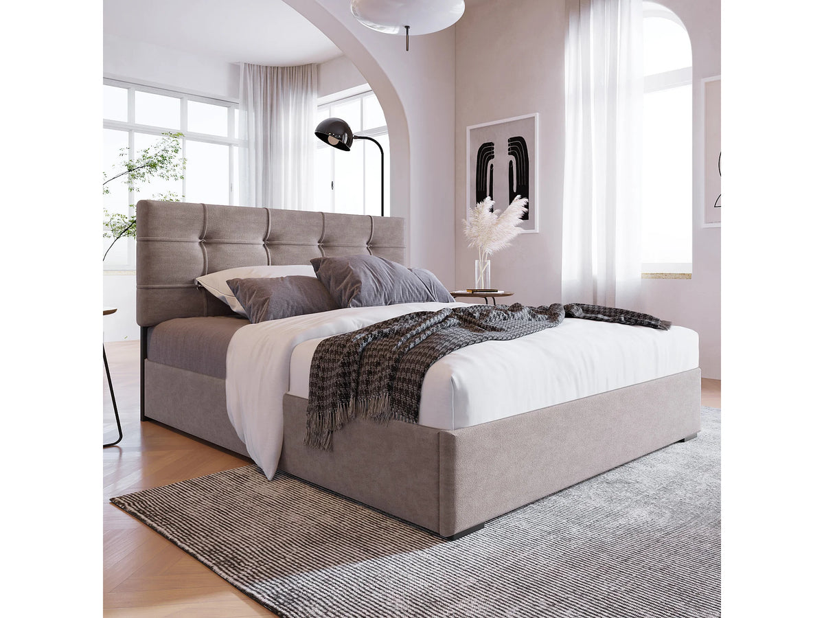 Lit Coffre 90x200 Velours Gris clair — vue 2