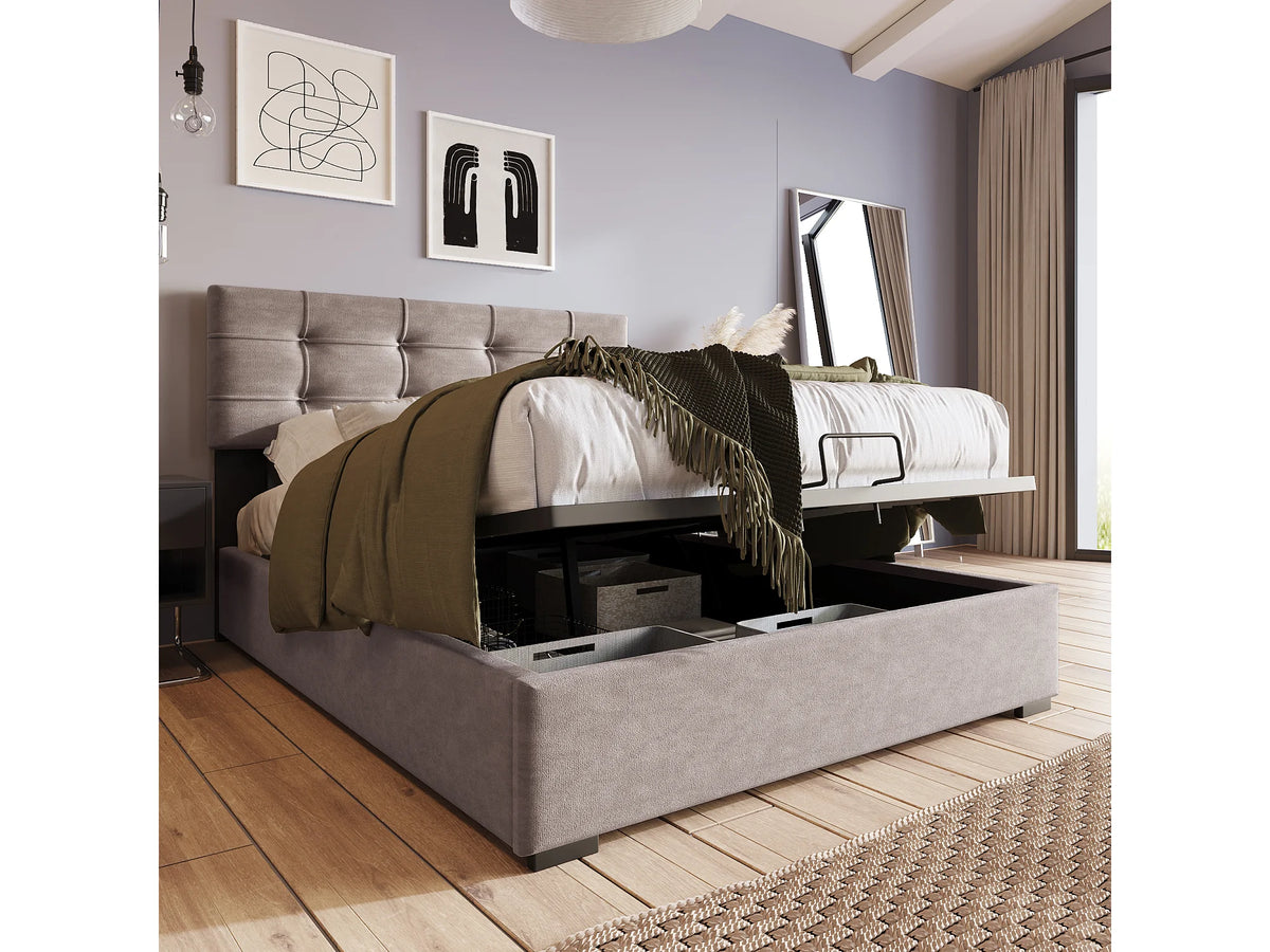 Lit Coffre 90x200 Velours Gris clair — vue 4