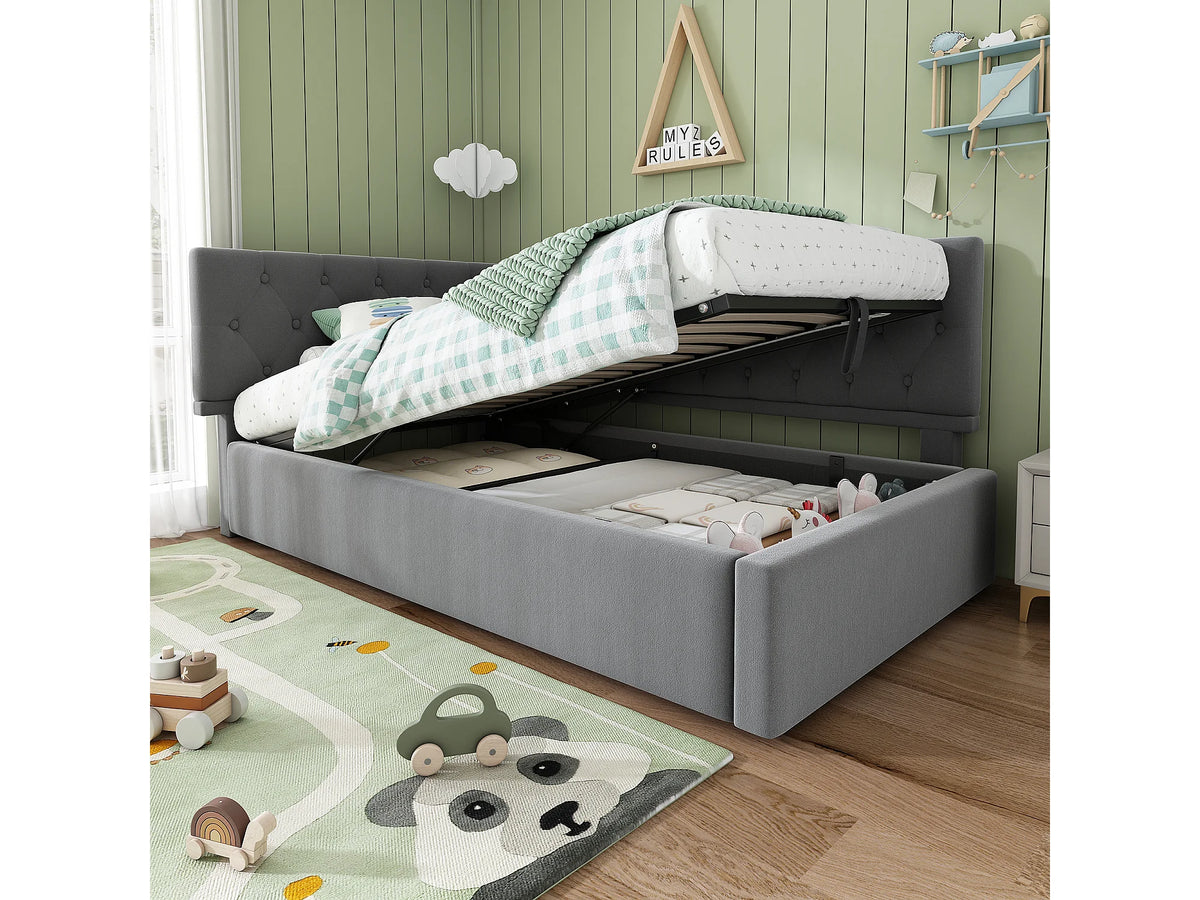 Lit Coffre 90x200 Velours Gris — vue 3