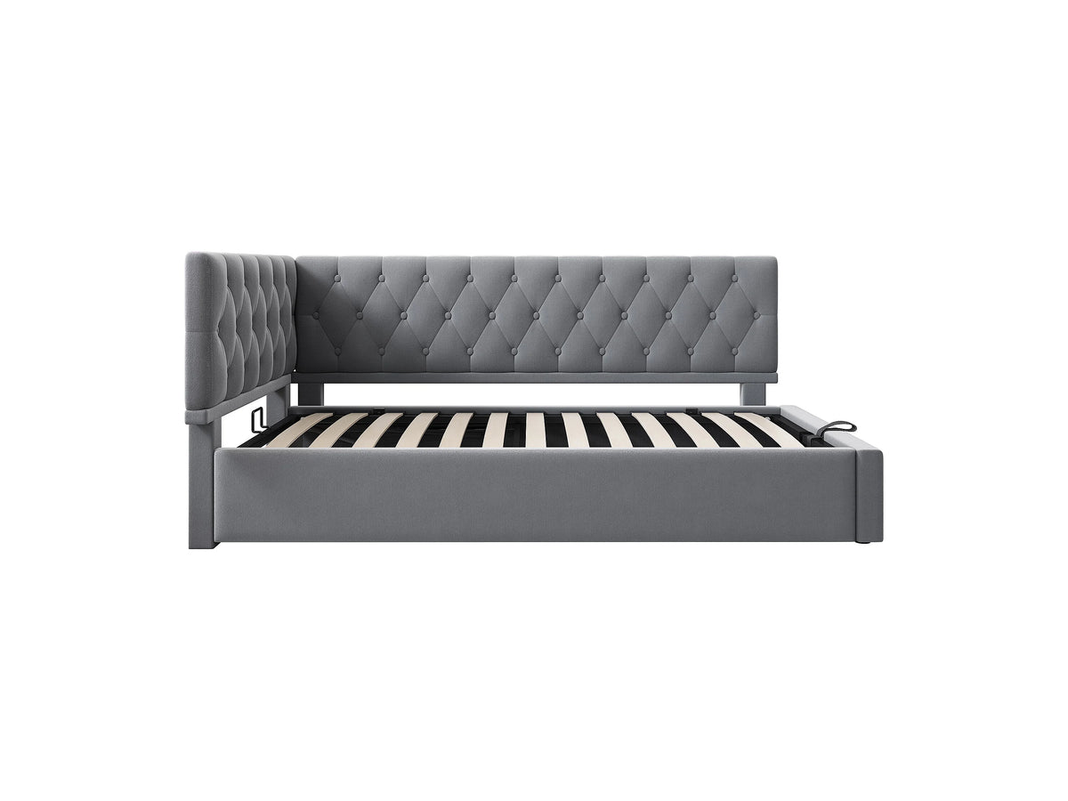 Lit Coffre 90x200 Velours Gris — vue 5