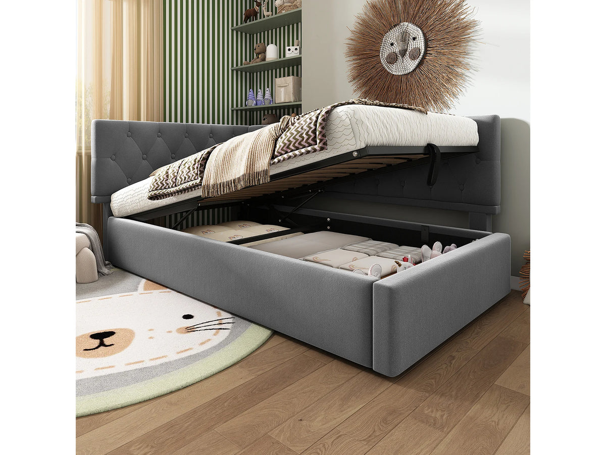 Lit Coffre 90x200 Velours Gris — vue 9