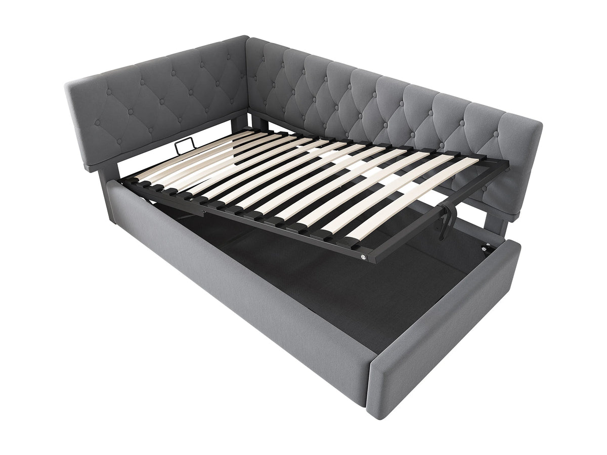 Lit Coffre 90x200 Velours Gris — vue 10