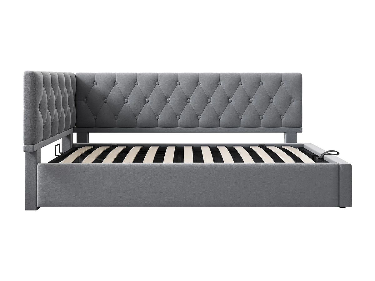 Lit Coffre 90x200 Velours Gris — vue 6