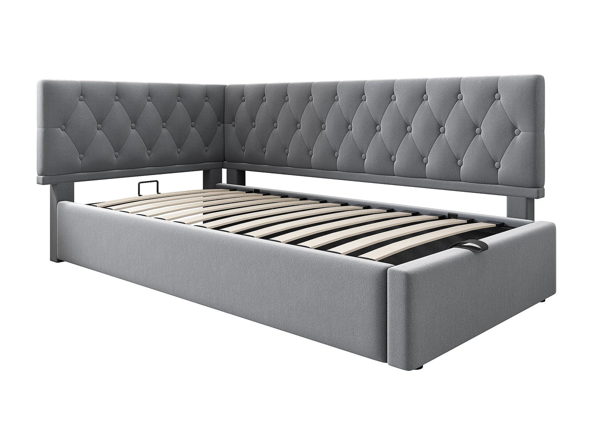 Lit Coffre 90x200 Velours Gris — vue 7