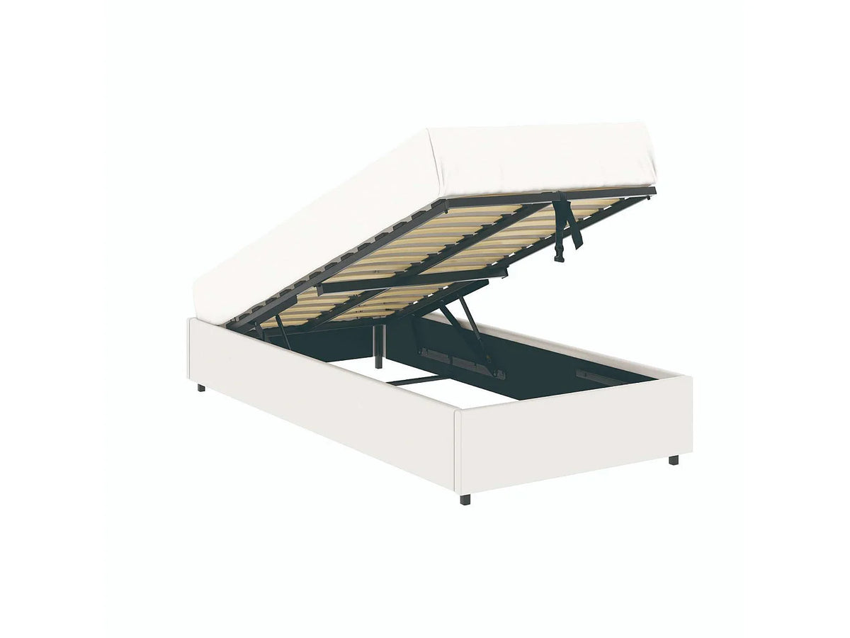 Lit Coffre 90x190 Simili Cuir Blanc — vue 10
