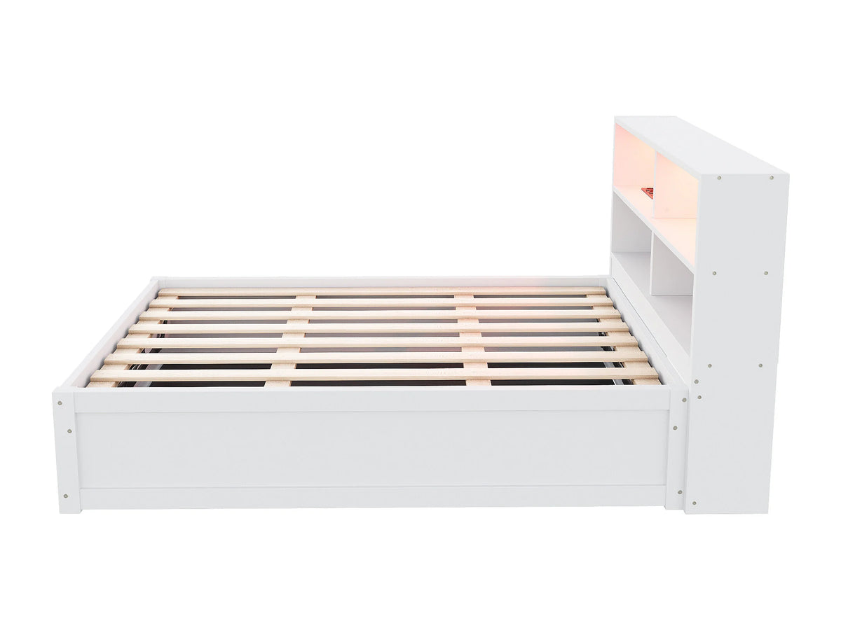 Lit Coffre 90x200 Bois Blanc avec LED — vue 9