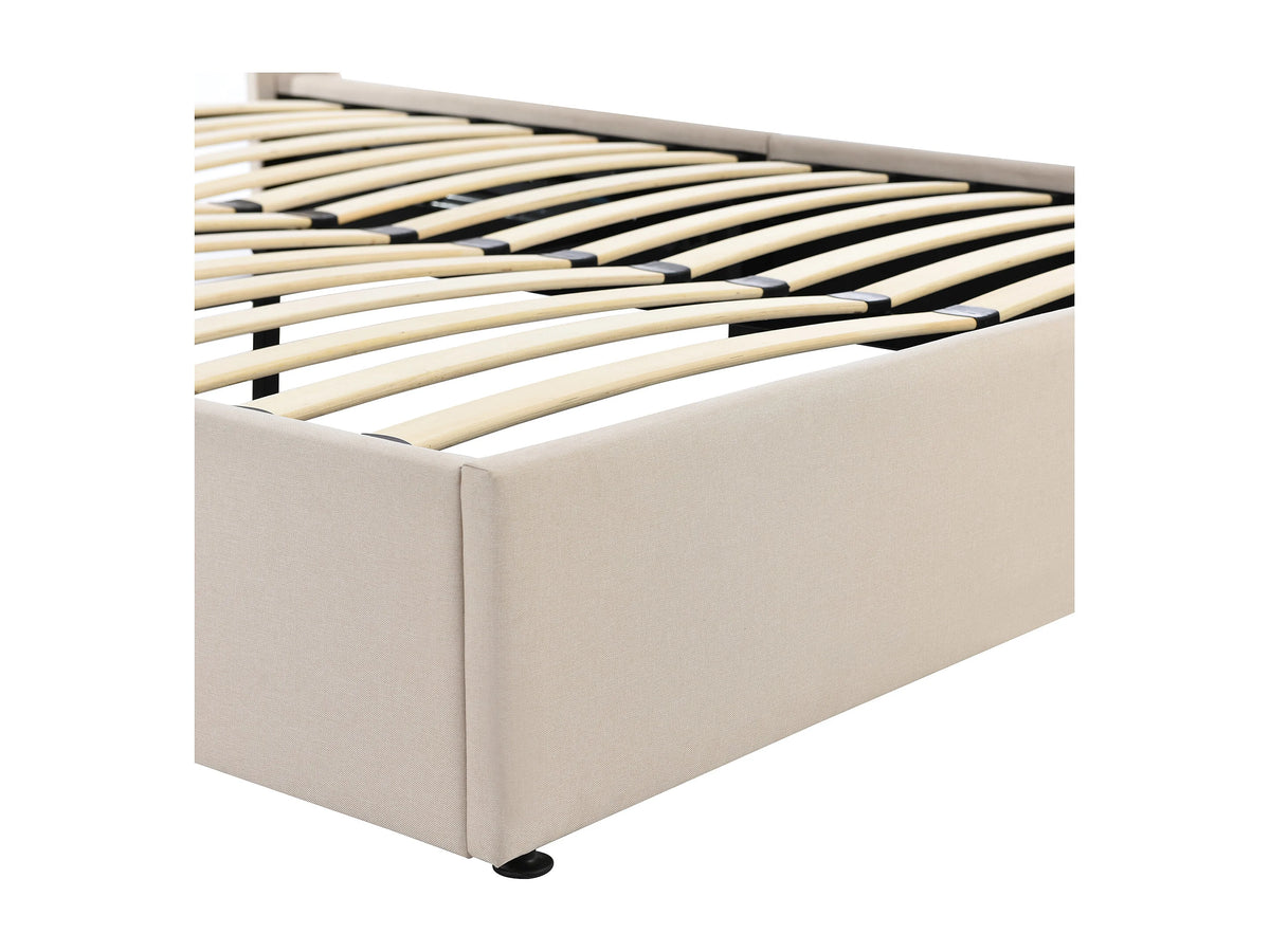 Lit Coffre 140x200 Tissu Lin Beige — vue 7