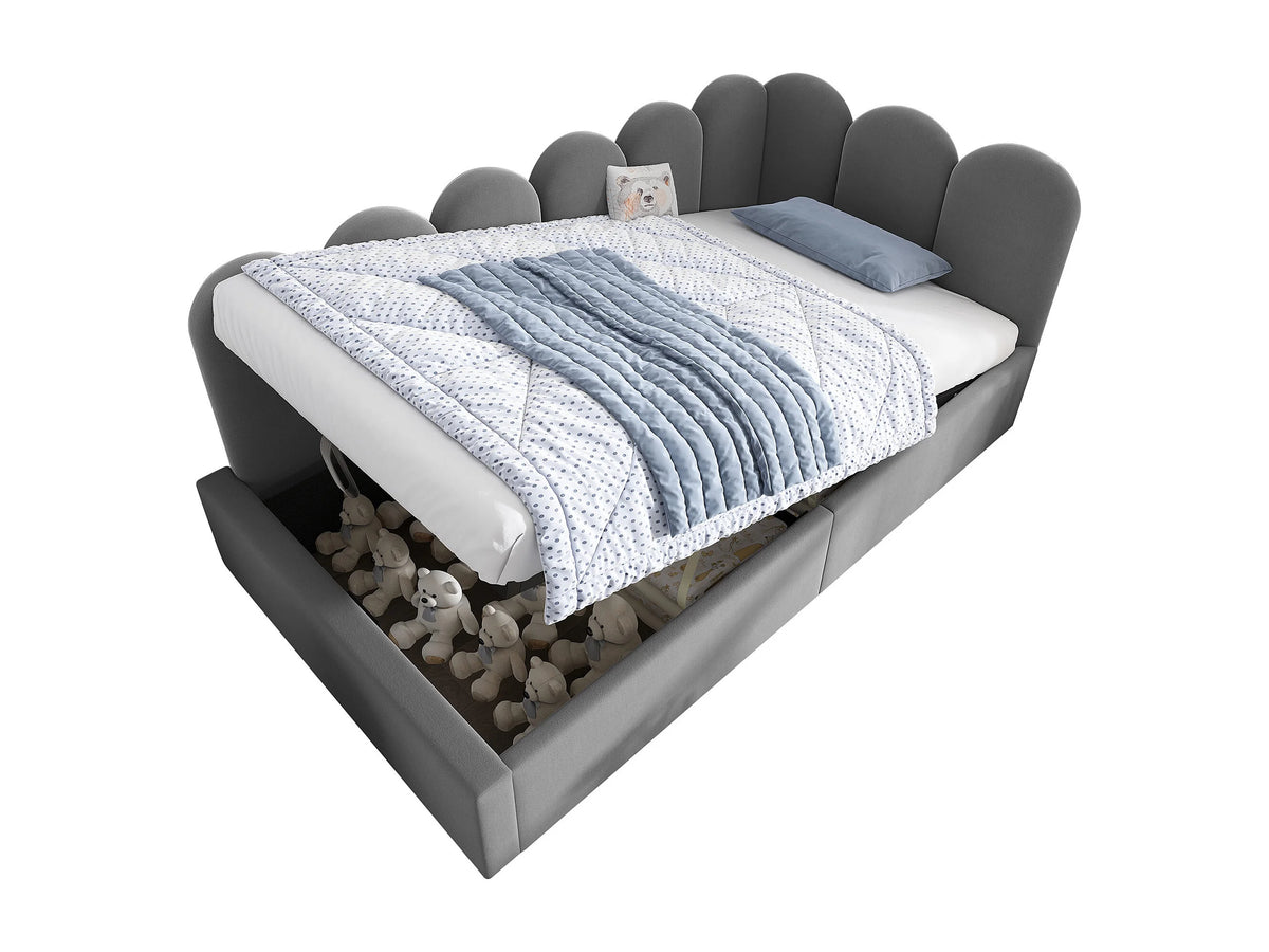 Lit Coffre 90x190 Velours Gris — vue 4