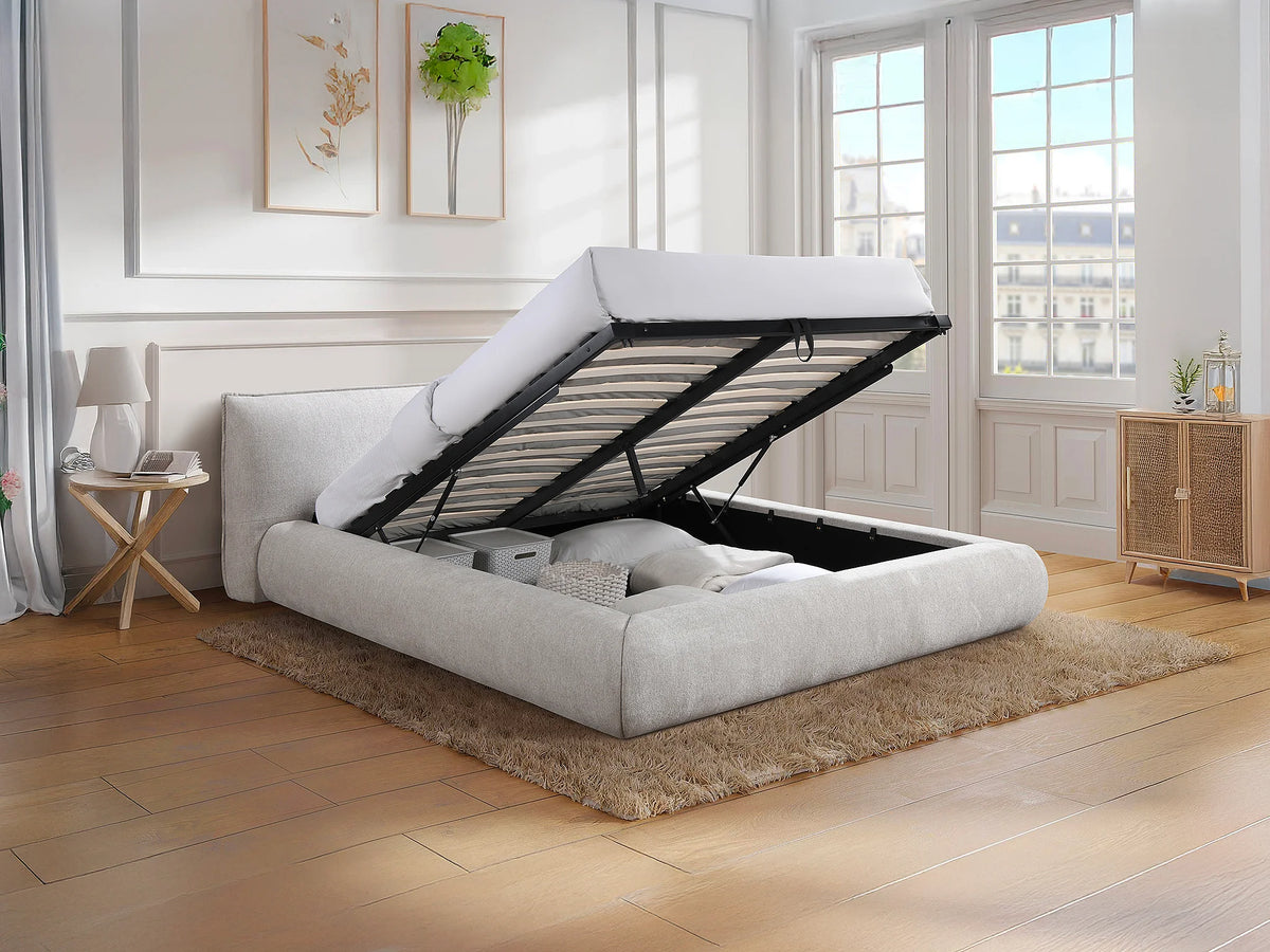 Lit Coffre 160x200 Bois Beige - MIRSIO — vue 3
