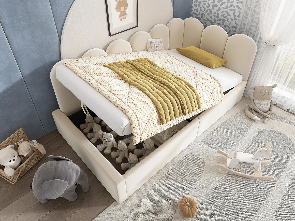 Lit Coffre 90x190 Velours Beige
