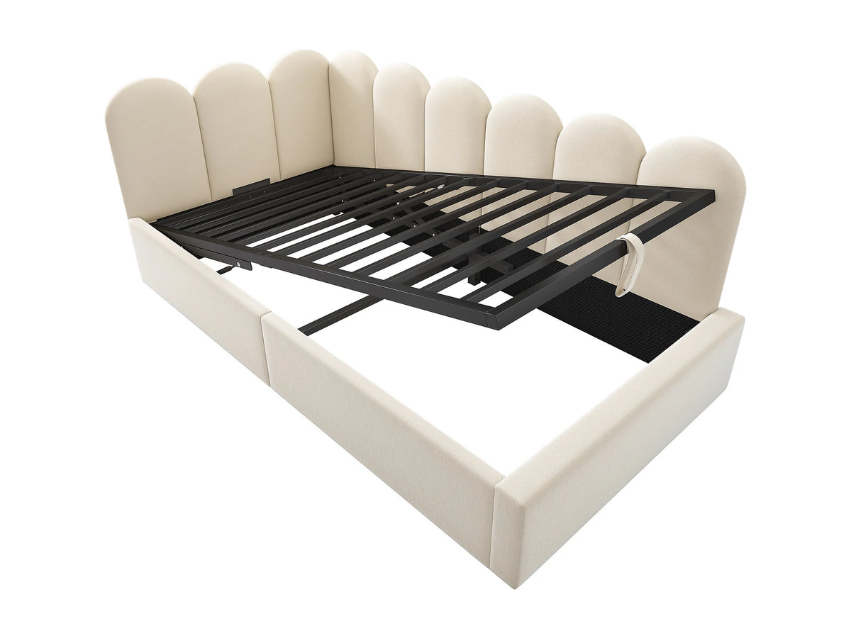 Lit Coffre 90x190 Velours Beige — vue 8