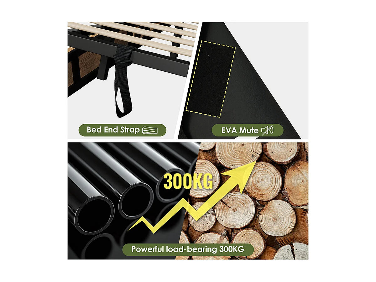 Lit Coffre 180x200 Bois Naturel clair avec Chevets, Tiroirs et Port USB — vue 6