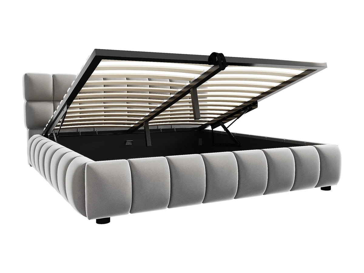 Lit Coffre 140x200 Velours Gris — vue 5