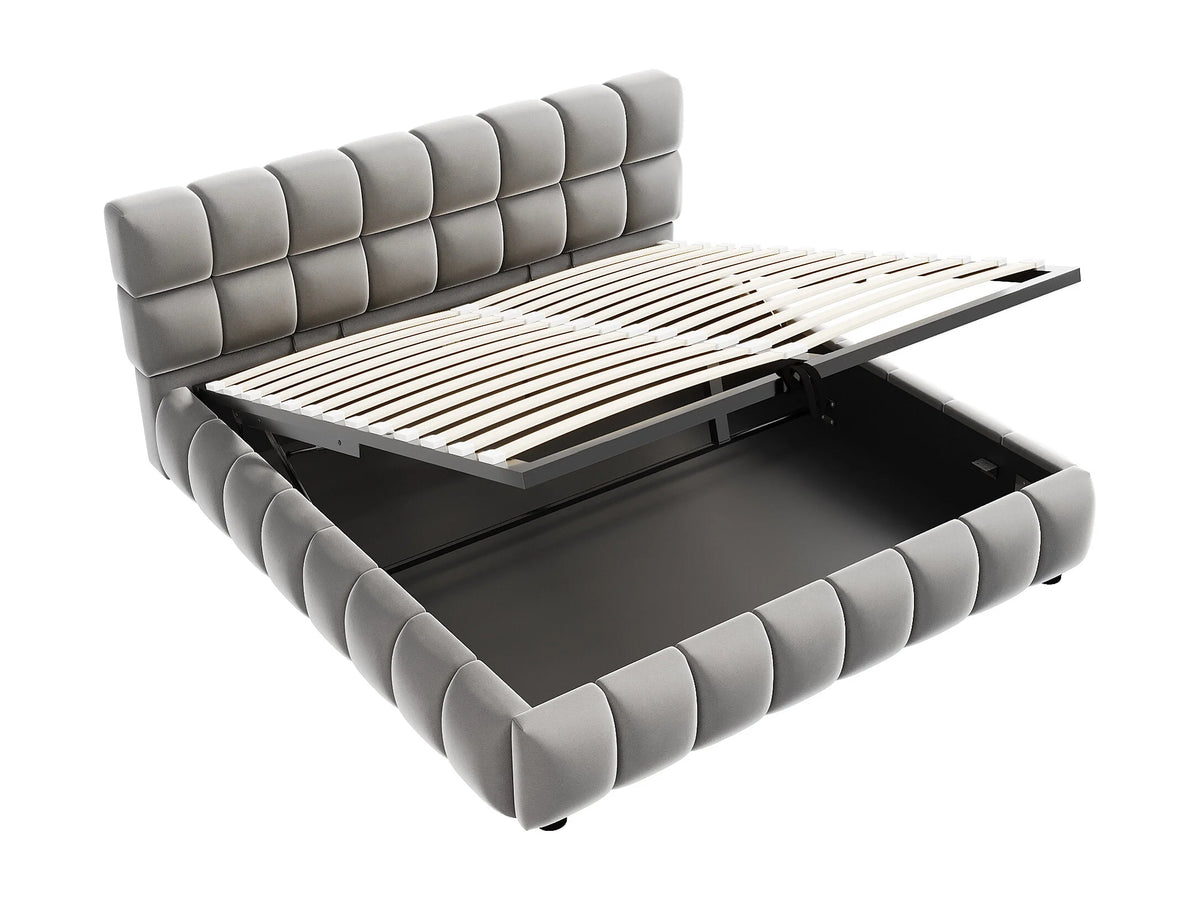 Lit Coffre 140x200 Velours Gris — vue 7
