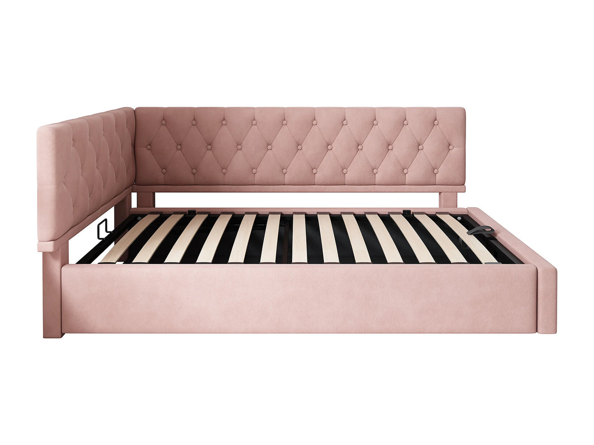 Lit Coffre 90x190 Velours Rose — vue 6