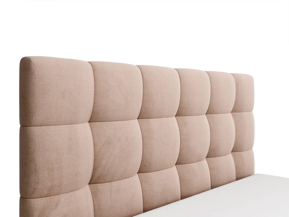 Lit Coffre 200x200 Velours Beige - MIRDAL — vue 7