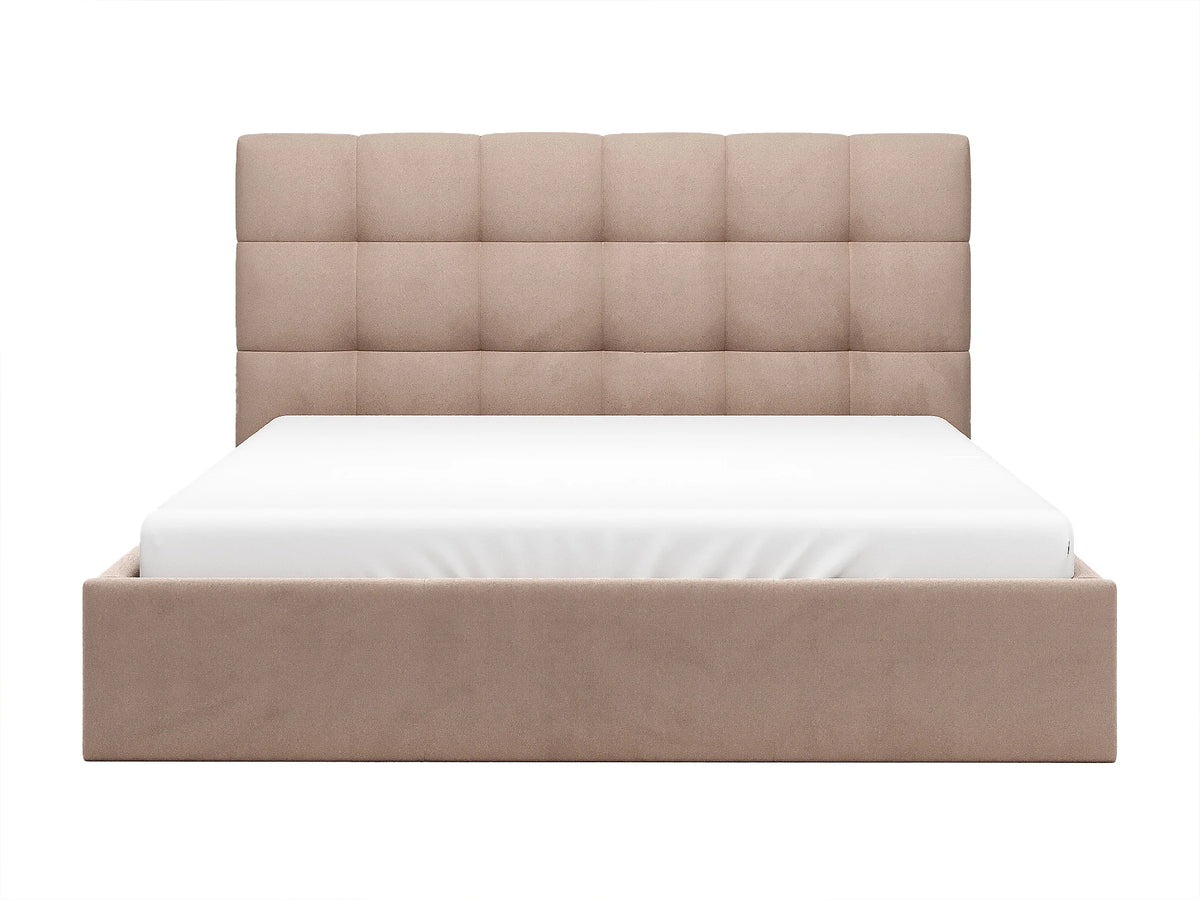 Lit Coffre 200x200 Velours Beige - MIRDAL — vue 5