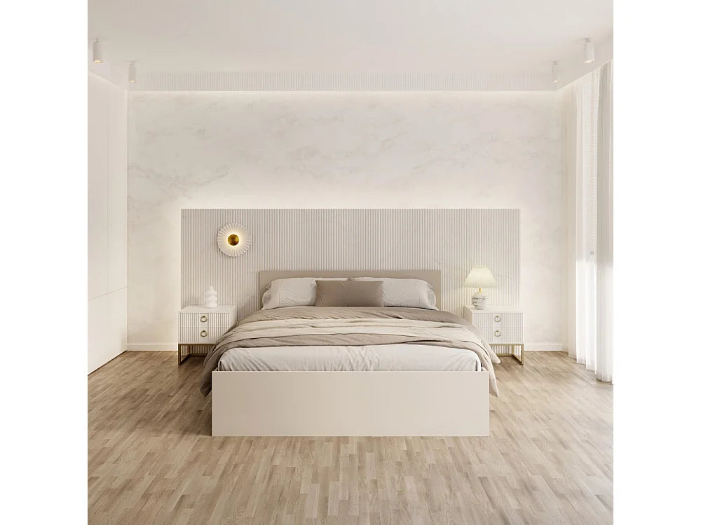 Lit Coffre 140x190 Bois Beige — vue 5