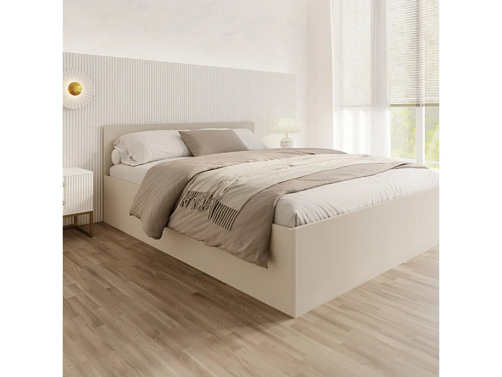 Lit Coffre 140x190 Bois Beige — vue 2