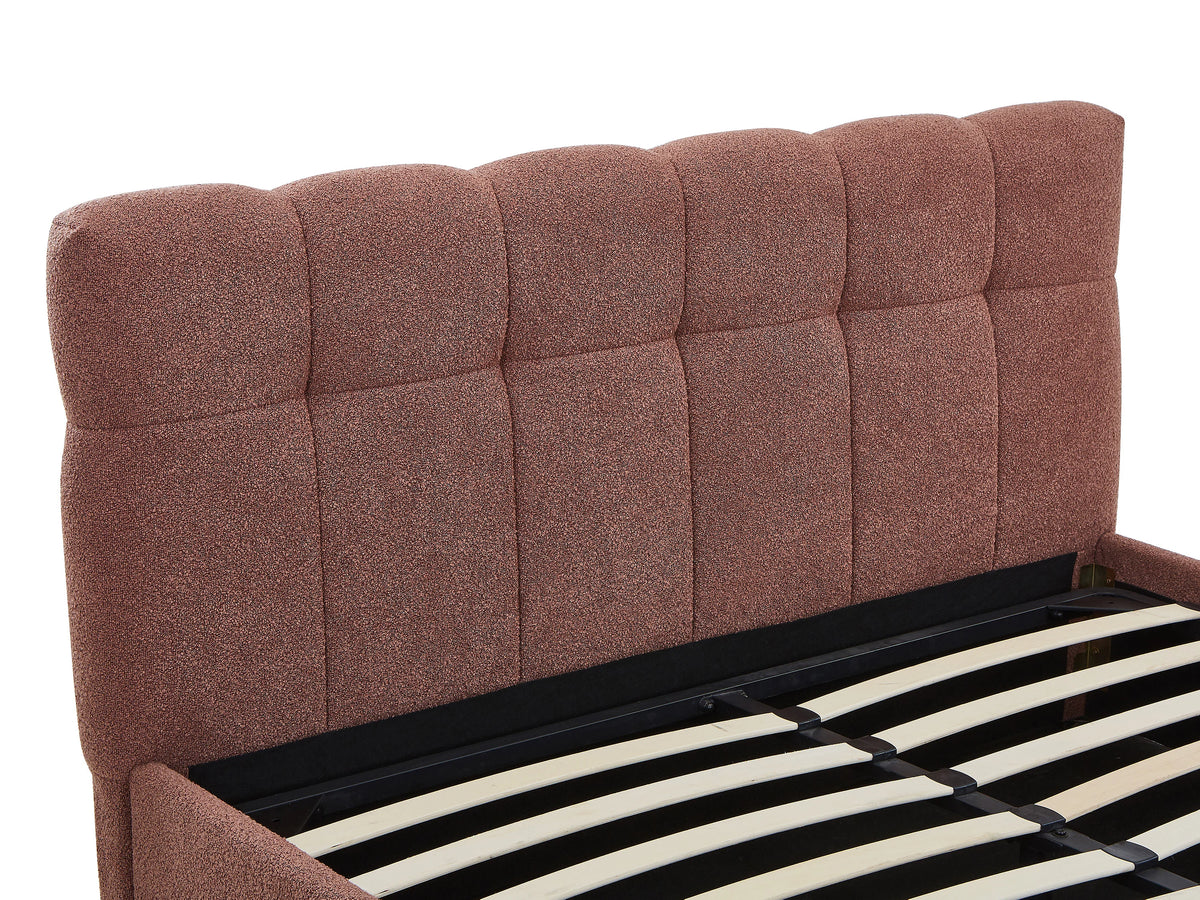 Lit Coffre 160x200 Tissu Bouclette Terracotta - MAZIRI — vue 8