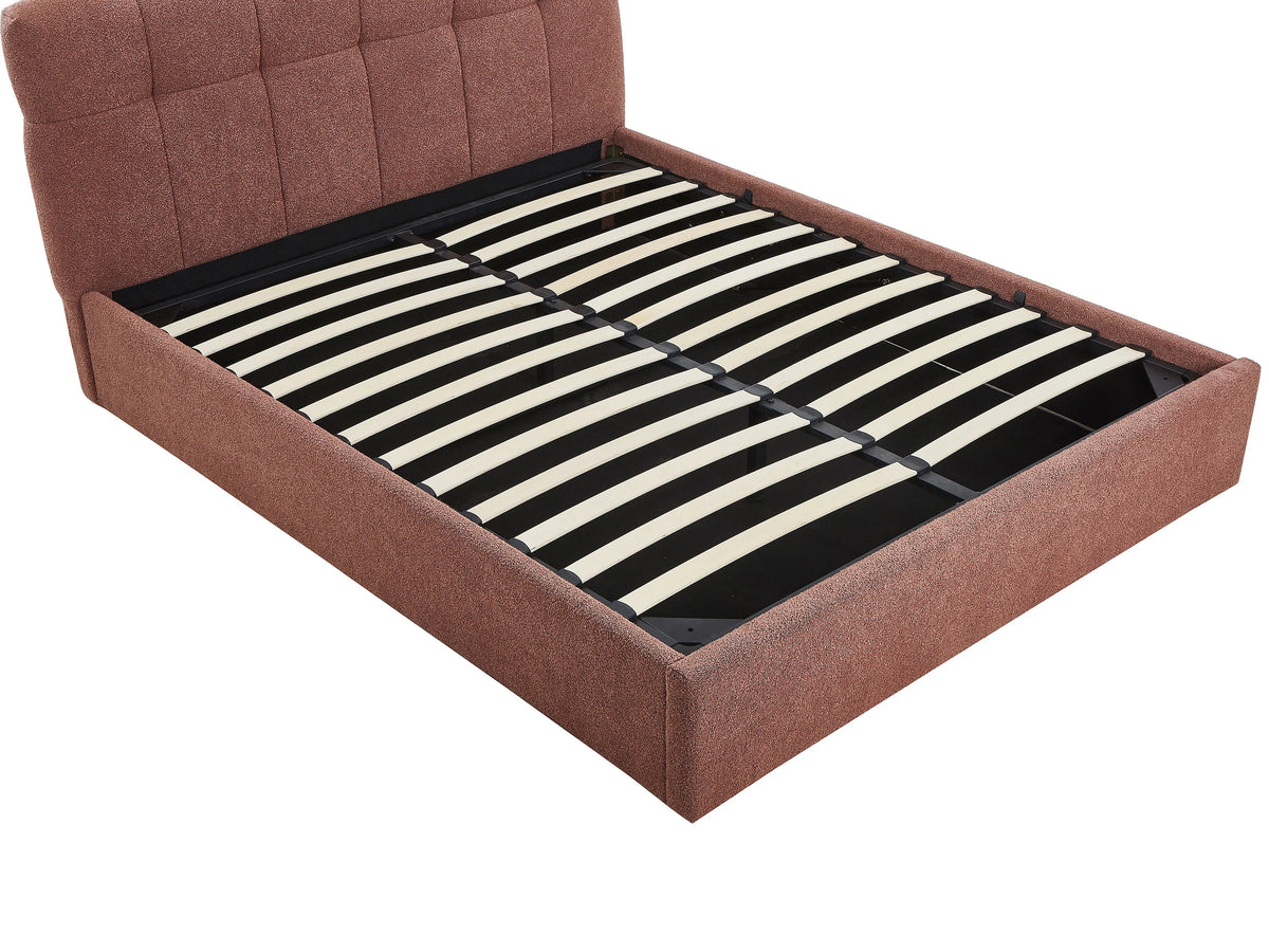 Lit Coffre 160x200 Tissu Bouclette Terracotta - MAZIRI — vue 9