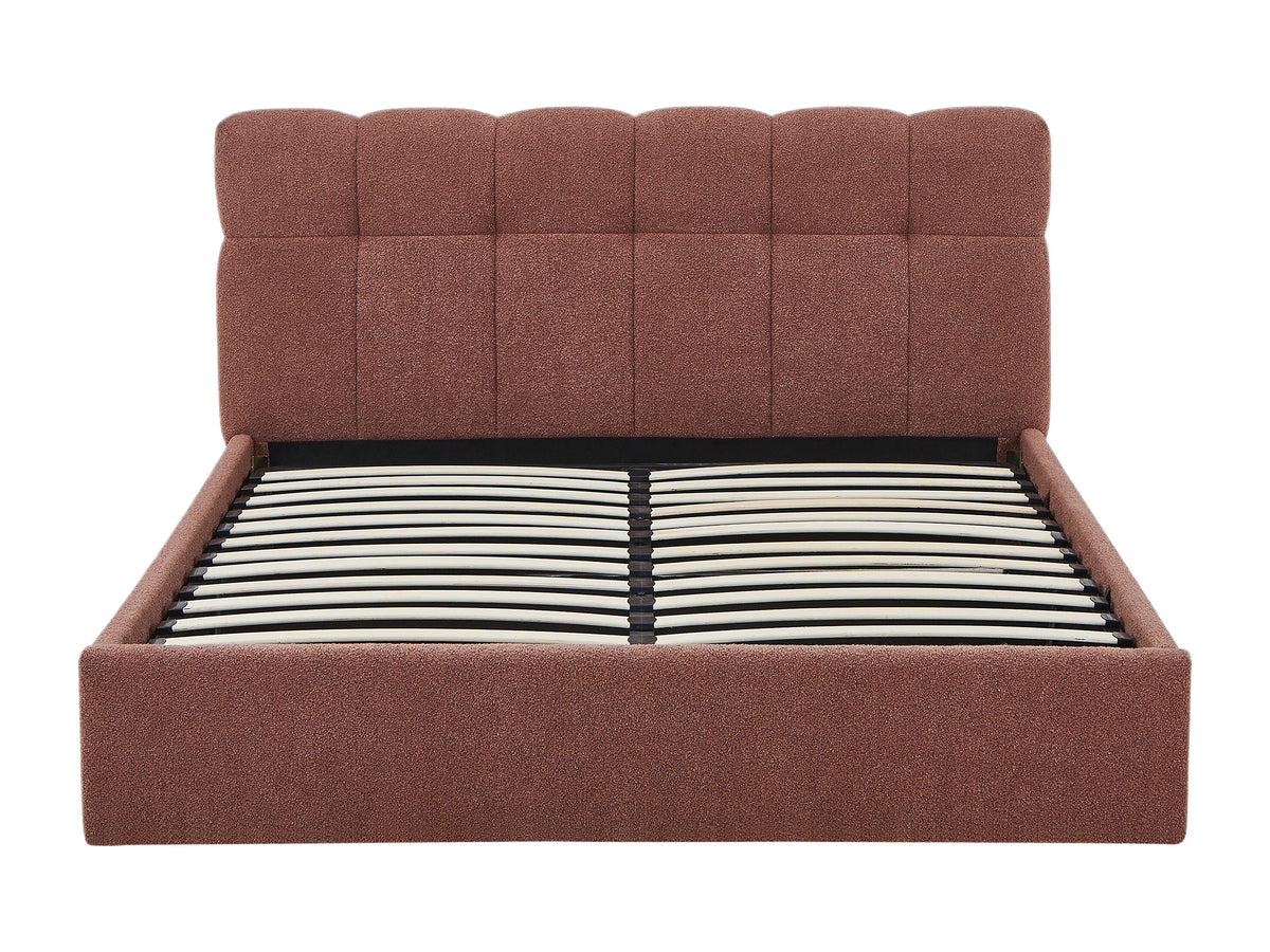 Lit Coffre 160x200 Tissu Bouclette Terracotta - MAZIRI — vue 5