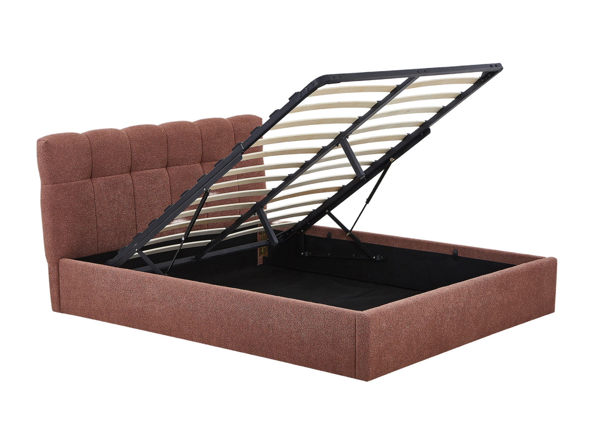 Lit Coffre 160x200 Tissu Bouclette Terracotta - MAZIRI — vue 6