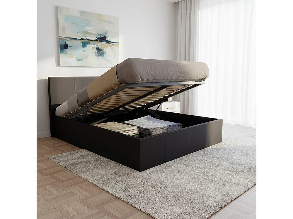 Lit Coffre 140x190 Vinyle Noir