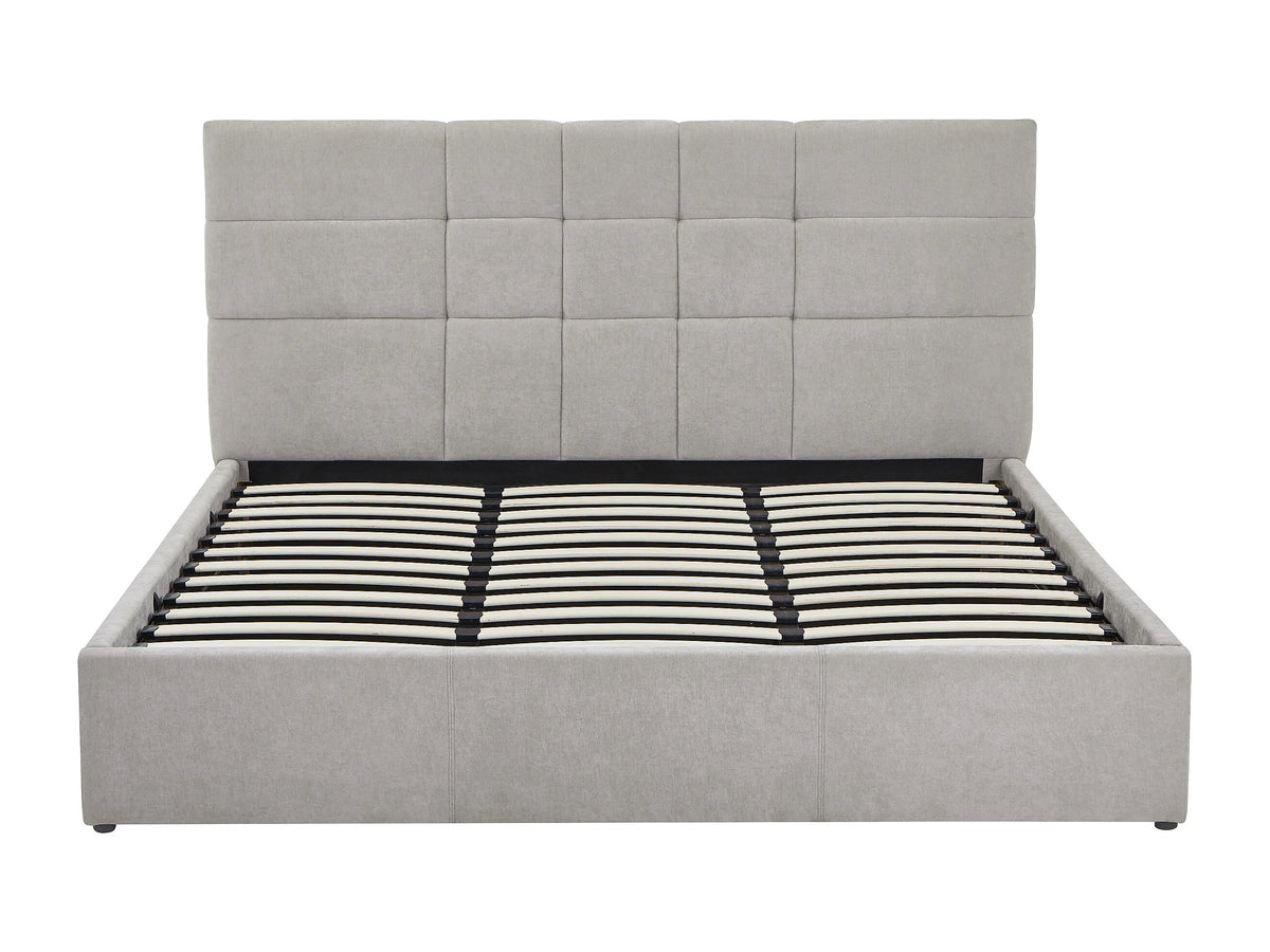 Lit Coffre 180x200 Tissu Gris clair Capitonné - HOPEYA — vue 6