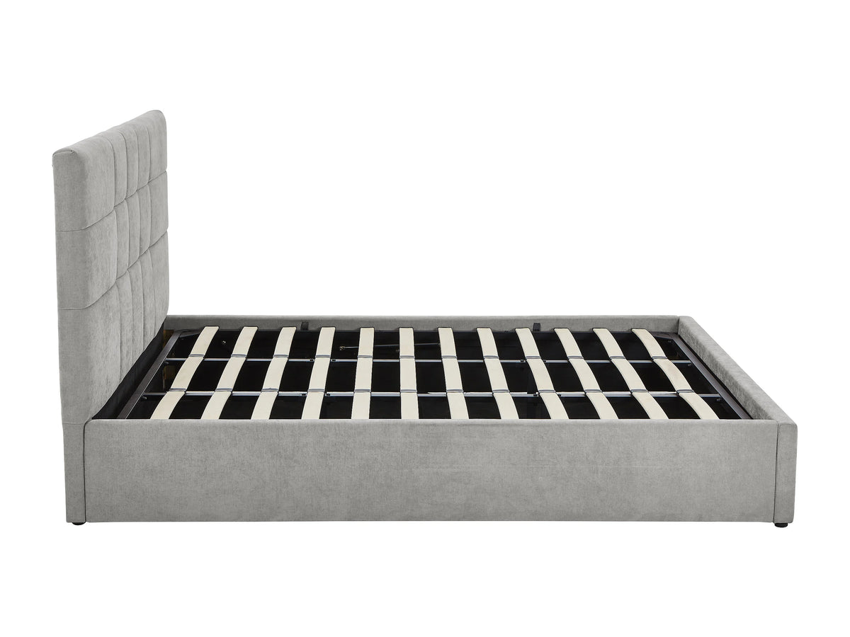 Lit Coffre 180x200 Tissu Gris clair Capitonné - HOPEYA — vue 8