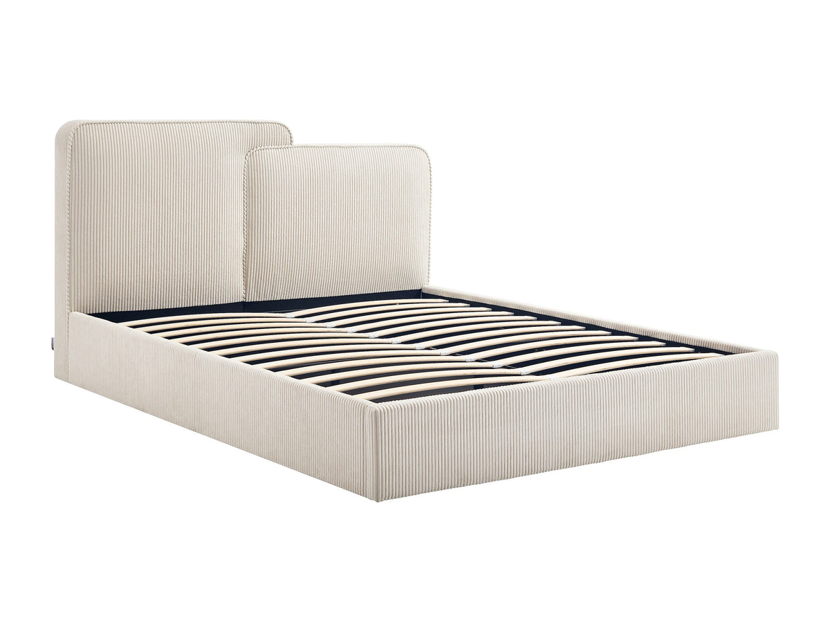 Lit Coffre 180x200 Velours Côtelé Beige - NAYOLA — vue 3
