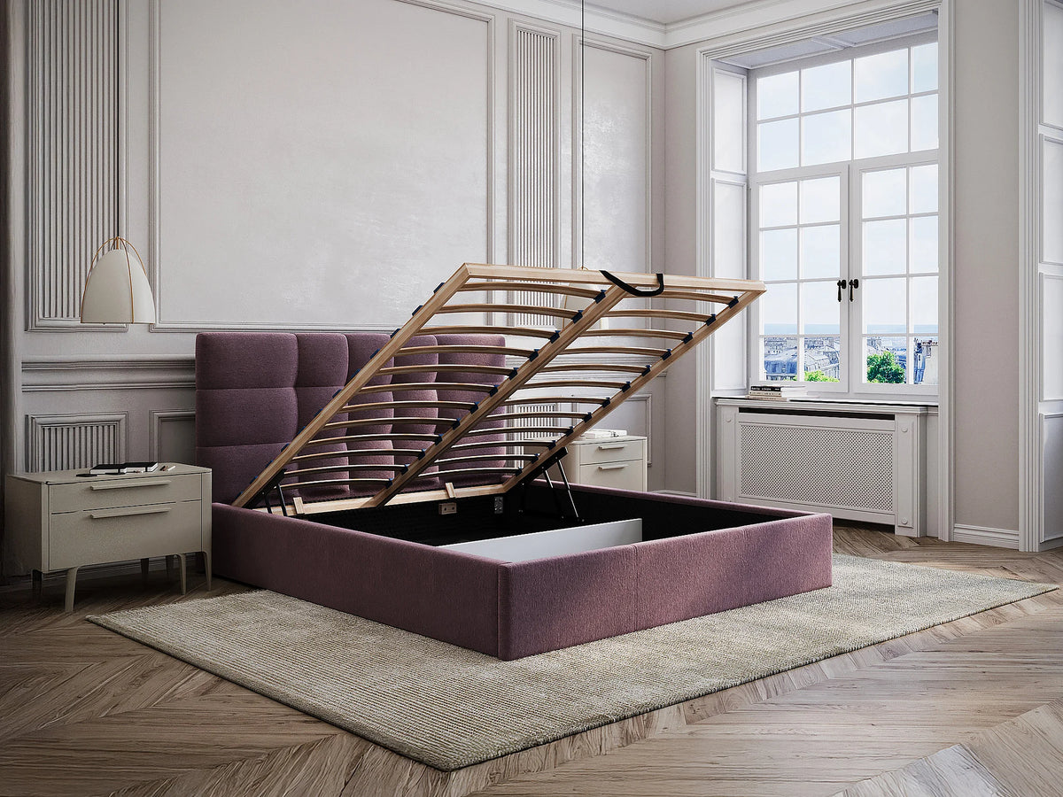 Lit Coffre 180x200 Bois Bordeaux - ELIAVA — vue 3