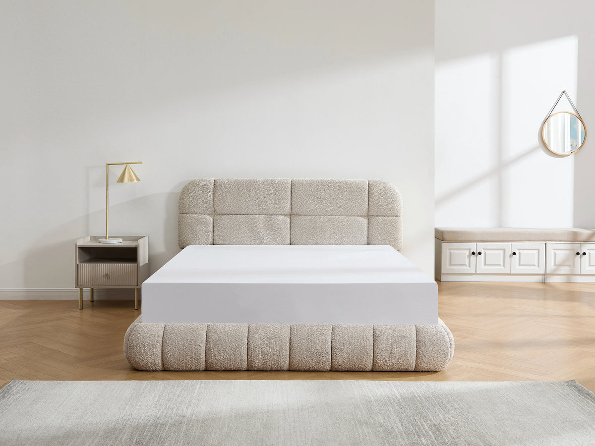 Lit Coffre 160x200 Tissu Bouclette Beige - FORIOSY — vue 7
