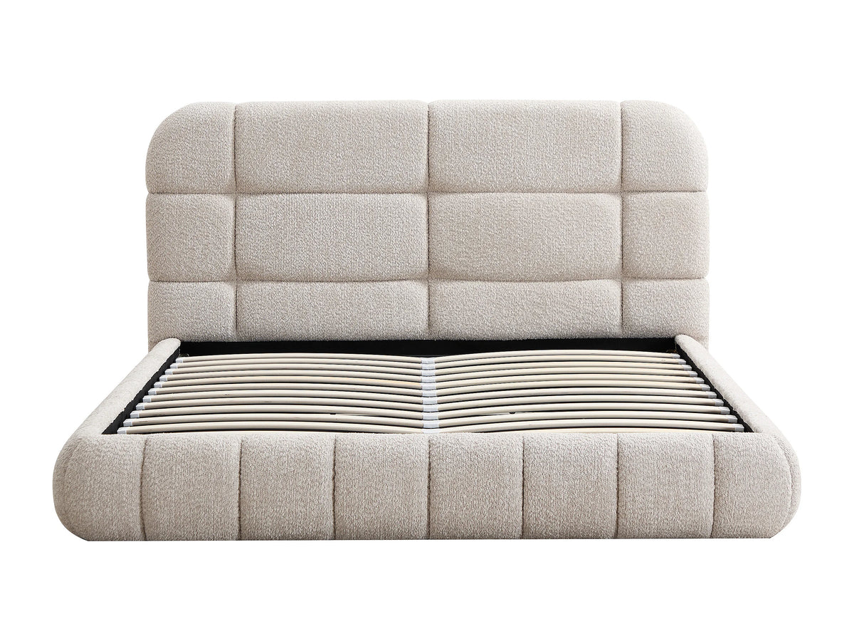 Lit Coffre 160x200 Tissu Bouclette Beige - FORIOSY — vue 3