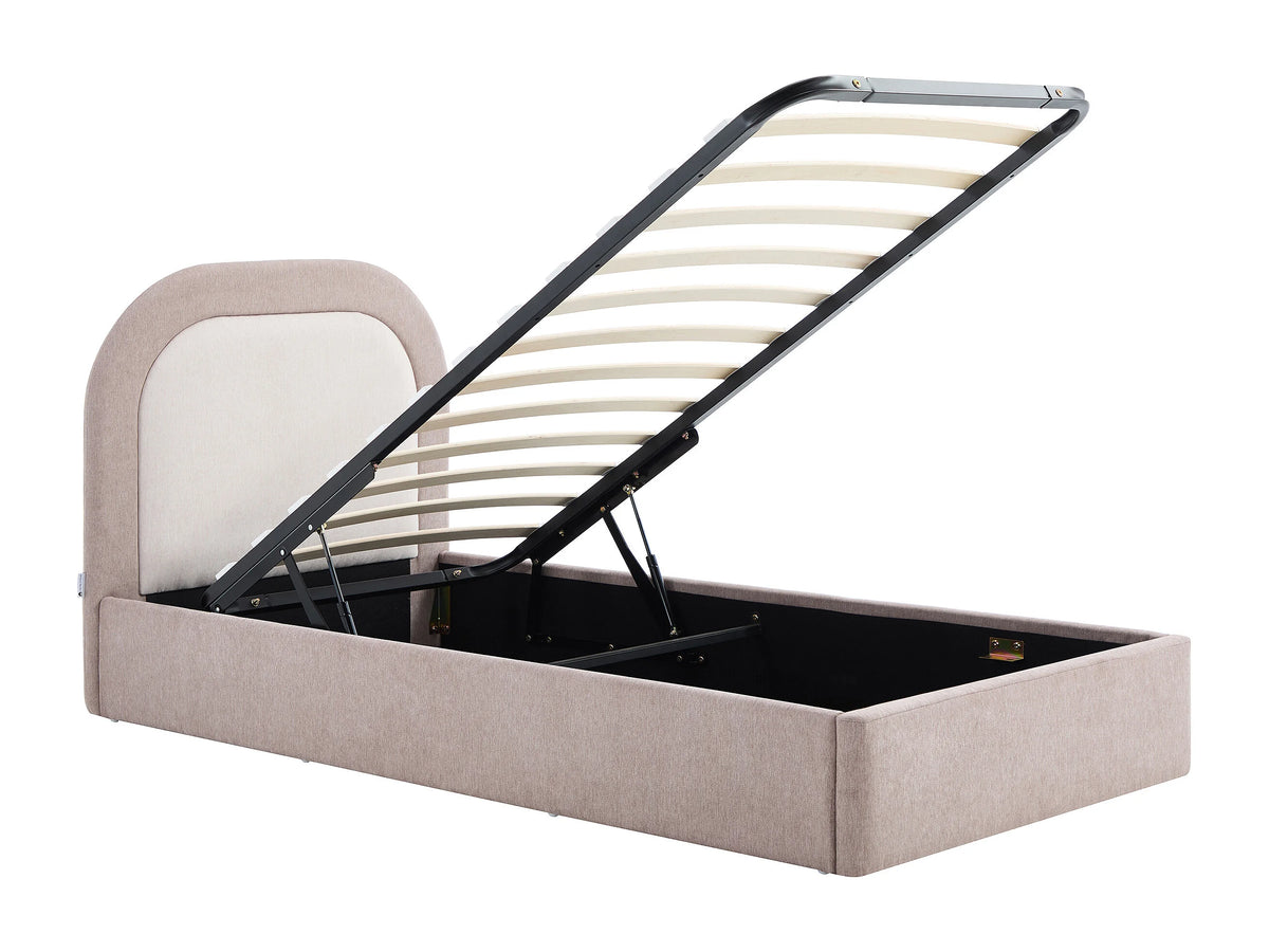 Lit Coffre 90x190 Tissu Beige - IDONO — vue 5