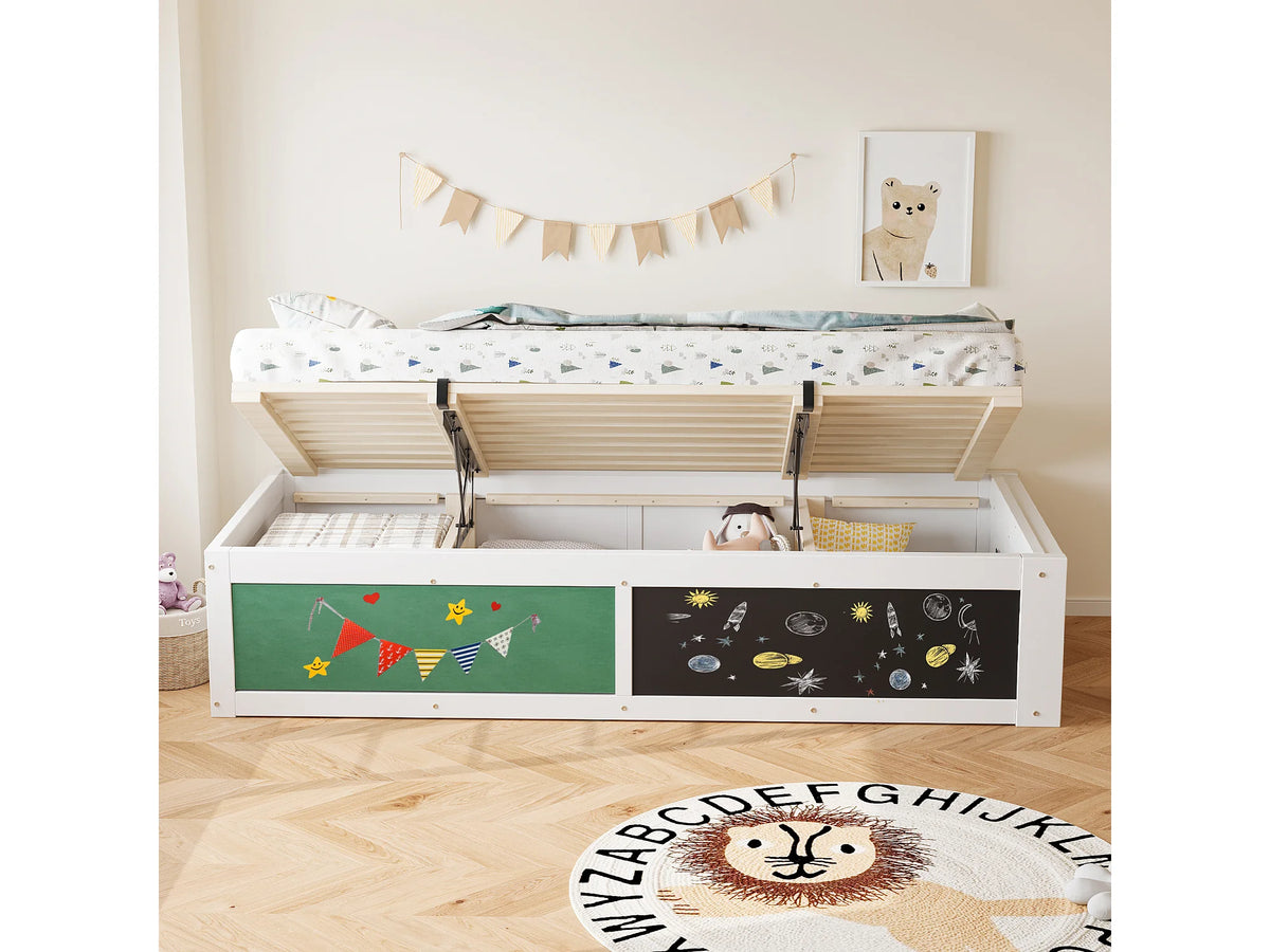 Lit Coffre 90x200 Bois Blanc — vue 2